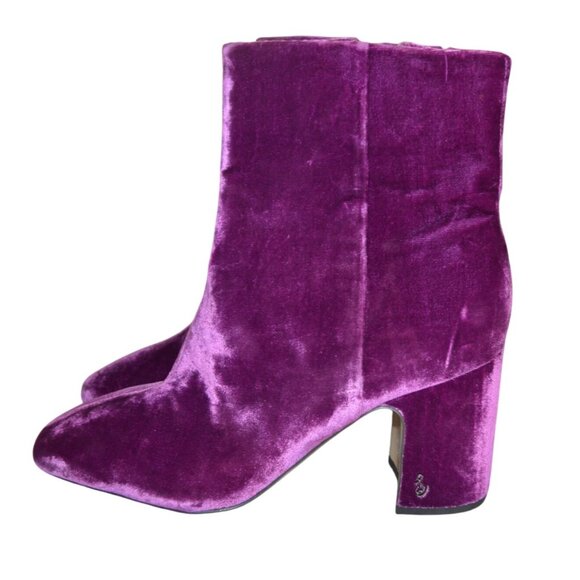 NWOT Sam Edelman Women Codie Orchid Purple Velvet Ankle Boots Size 8.5 Retro y2k - Picture 4 of 10